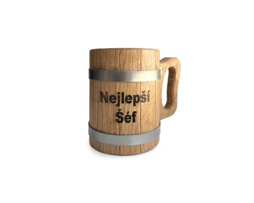 Dřevěný pivní korbel 0,5 l Nejlepší šéf