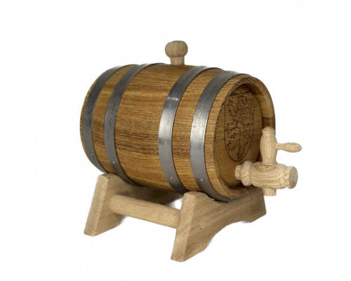 Dubový sud na víno 1 litr s vyřezávaným znakem České republiky – kvalitní ručně vyráběný sud z přírodního dubového dřeva