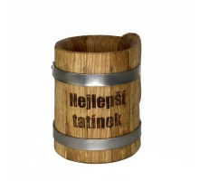 Dřevěný pohár 0,5 l s nápisem Nejlepší tatínek přírodní dřevěný pohár na pivo nebo nápoje jako dárkový předmět pro tatínka