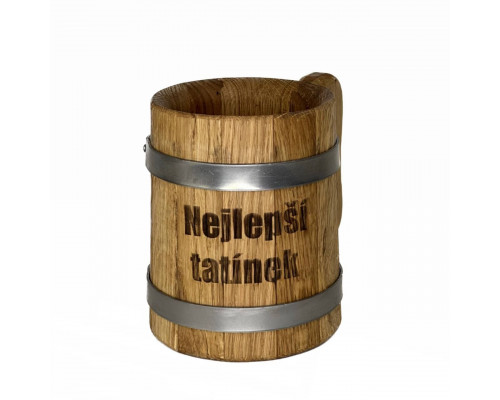Dřevěný pohár 0,5 l s nápisem Nejlepší tatínek přírodní dřevěný pohár na pivo nebo nápoje jako dárkový předmět pro tatínka
