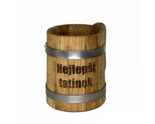Dřevěný pohár 0,5 l s nápisem Nejlepší tatínek přírodní dřevěný pohár na pivo nebo nápoje jako dárkový předmět pro tatínka