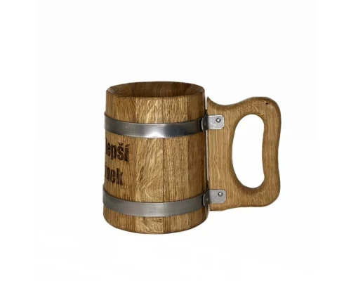 image_1 Dřevěný pohár 0,5 l s nápisem Nejlepší tatínek přírodní dřevěný pohár na pivo nebo nápoje jako dárkový předmět pro tatínka