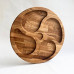 Dřevěný servírovací talíř z dubu s 4+1 – kulatý tác s rozdělením 4+1 na ořechy, sýry a tapas