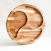 Servírovací talíř z dubového dřeva o průměru 280 mm se třemi sekcemi pro oddělené servírování