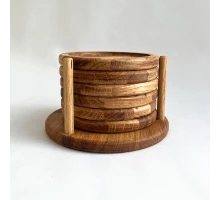 Set of round coasters 6 pcs + stand