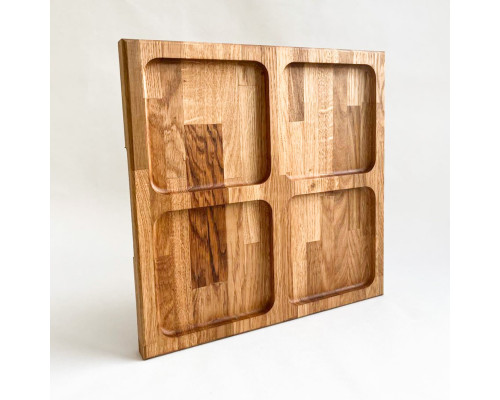 Servírovací čtvercový talíř z dubového dřeva 280x280 mm s přírodní strukturou