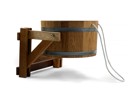 image_4 Dubové polévací vědro do sauny o objemu 23 litrů s obručemi z nerezové oceli a lanovým držadlem – tradiční příslušenství pro saunování