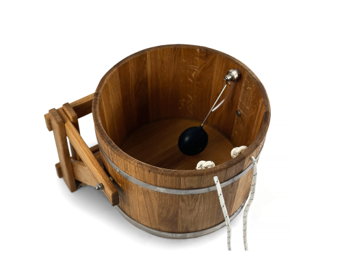 image_2 Dubové polévací vědro do sauny o objemu 23 litrů s obručemi z nerezové oceli a lanovým držadlem – tradiční příslušenství pro saunování