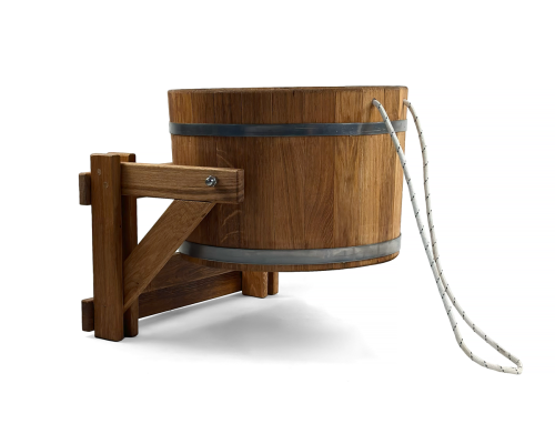 Dubové saunové vědro o objemu 10 litrů s obručí z nerezové oceli