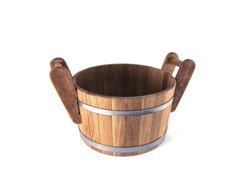 Dubový dřevěný džber o objemu 23 litrů bez víka – tradiční sud pro saunu nebo dekoraci