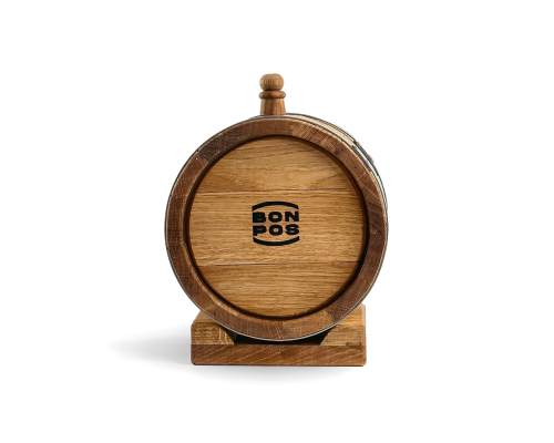 Dubový soudek-placatka o objemu 1 litr, tradiční design z přírodního dubového dřeva