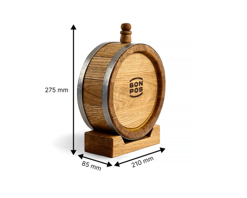 image_5 Dubový soudek-placatka o objemu 1 litr, tradiční design z přírodního dubového dřeva