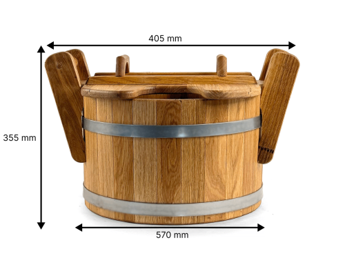 image_4 Dubový džber do sauny o objemu 23 litrů s obručemi z nerezové oceli, tradiční doplněk do parní sauny z přírodního dřeva