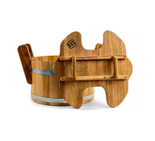 Dubový džber do sauny o objemu 23 litrů s obručemi z nerezové oceli, tradiční doplněk do parní sauny z přírodního dřeva