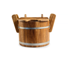 Dubový džber 35 L z masivního dřeva s nerezovými obručemi, tradiční vědro pro saunu a parní lázeň