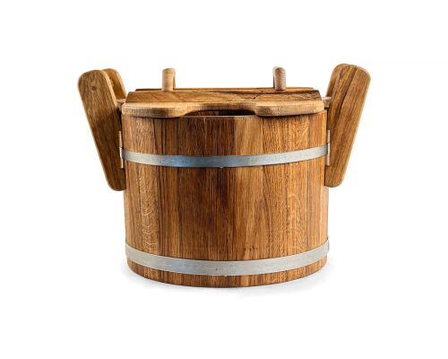 Dubový džber 35 L z masivního dřeva s nerezovými obručemi, tradiční vědro pro saunu a parní lázeň
