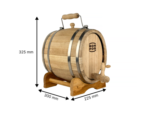 image_4 Dubový sud 7 litrů s rukojetí – dřevěný sud na víno, pálenku a likéry