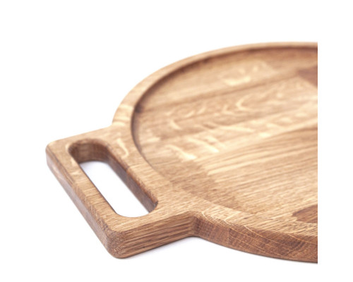 image_1 Podnos z dubového dřeva s úchyty 350 mm – elegantní dřevěný servírovací podnos s úchyty, ideální pro podávání jídel a nápojů.