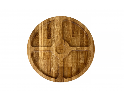 image_2 Dubový servírovací talíř 4+1 D300 z masivního dubového dřeva s pěti přihrádkami pro elegantní servírování.