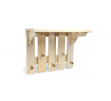 Nástěnný věšák z lípy s 5 háčky a horní policí, dřevěný věšák na oblečení, praktický a stylový doplněk do předsíně nebo chodby.