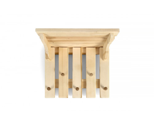 image_3 Nástěnný věšák z lípy s 5 háčky a horní policí, dřevěný věšák na oblečení, praktický a stylový doplněk do předsíně nebo chodby.