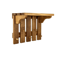 Dřevěný věšák z dubu s 5 háčky a horní policí