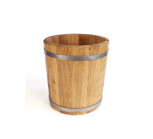 Kulatý dubový květináč o objemu 10 litrů – přírodní dřevěný obal na rostliny pro interiér i exteriér