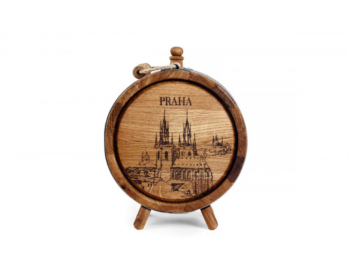 image_1 Dubový soudek-placatka 3 litry bez kohoutku s motivem Prahy