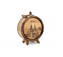 Dubový soudek-placatka 3 L bez kohoutku, se vzorem Praha
