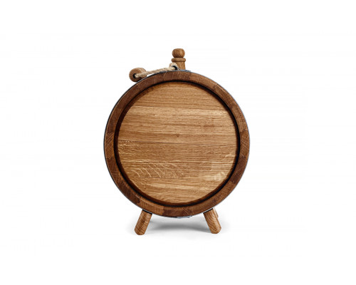 image_2 Dubový soudek – placatka bez kohoutku s vygravírovaným erbem města Praha, ručně vyrobený z masivního dubového dřeva