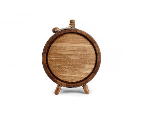 image_2 Dubový soudek – placatka bez kohoutku s vygravírovaným erbem města Praha, ručně vyrobený z masivního dubového dřeva