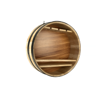 Nástěnný bar kulatý průměr 600 mm z přírodního dřeva, stylový a praktický doplněk pro domácí nebo venkovní použití