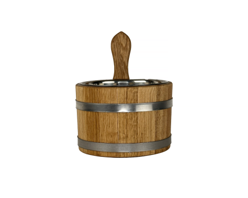 Dubový saunový džber s nerezovou vložkou, objem 3 litry – ideální doplněk do sauny pro pohodlné nalévání vody na kameny
