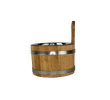 Dubový saunový džber s nerezovou vložkou, objem 5 litrů, odolný a tradiční doplněk do sauny