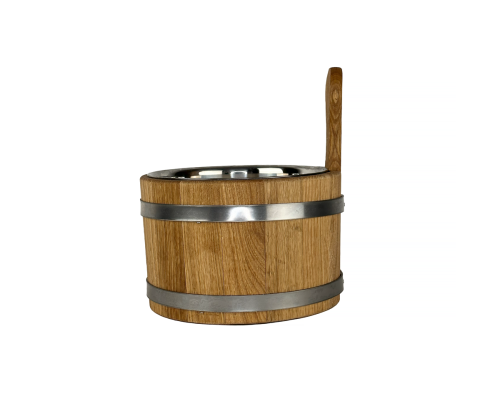 Dubový saunový džber s nerezovou vložkou, objem 5 litrů, odolný a tradiční doplněk do sauny