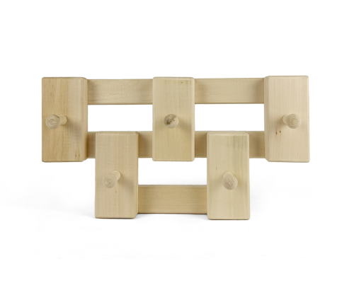 image_3 Nástěnný věšák z přírodního lipového dřeva s 5 pevnými háčky pro zavěšení kabátů a doplňků