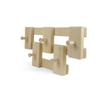 Nástěnný věšák z přírodního lipového dřeva s 5 pevnými háčky pro zavěšení kabátů a doplňků