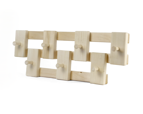 Nástěnný věšák z přírodního lipového dřeva se 7 háčky, praktický a stylový doplněk do předsíně, chodby nebo koupelny