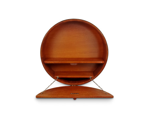 image_3 Rustikální dubový kulatý bar s dvířky, ideální jako minibar nebo dekorace – průměr 600 mm