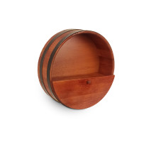 Rustikální dubový kulatý bar s dvířky, ideální jako minibar nebo dekorace – průměr 600 mm