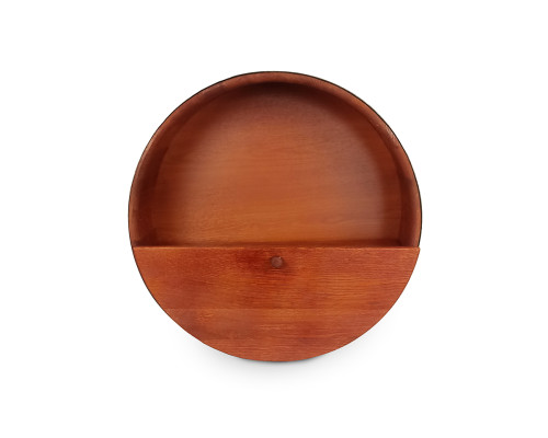 image_1 Rustikální dubový kulatý bar s dvířky, ideální jako minibar nebo dekorace – průměr 600 mm