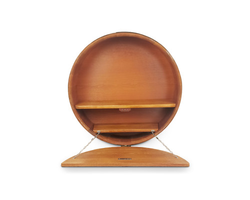 image_1 Dubový kulatý bar s dvířky 600 mm – nástěnný bar z masivního dřeva pro moderní interiér