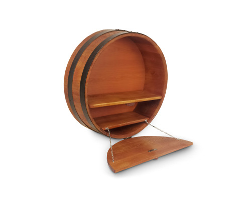 image_3 Dubový kulatý bar s dvířky 600 mm – nástěnný bar z masivního dřeva pro moderní interiér