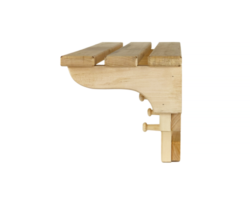 image_1 Nástěnný věšák z lipového dřeva s 5 háčky a policí – přírodní dřevěný věšák do předsíně nebo chodby