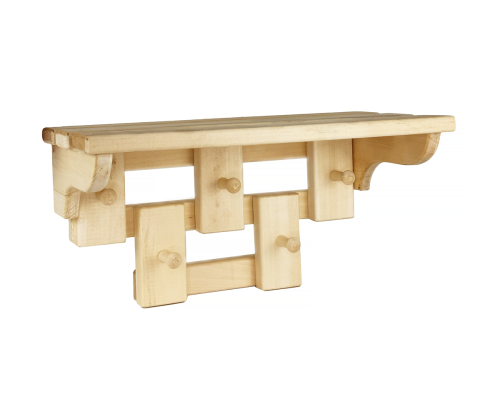 Nástěnný věšák z lipového dřeva s 5 háčky a policí – přírodní dřevěný věšák do předsíně nebo chodby