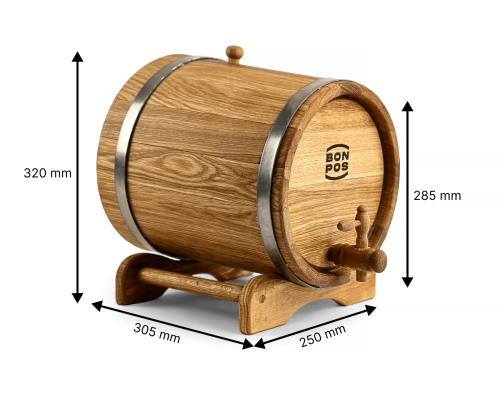 image_5 Dubový sud 10 L ve tvaru džbánu s kohoutkem, podstavcem a zátkou – přírodní dřevo, bez vypalování