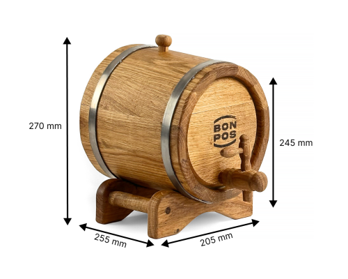 image_5 Dubový sud 5 L na stojanu – dřevěný džbán na víno, destiláty a alkohol, ručně vyráběný sud z dubového dřeva jako originální dárek