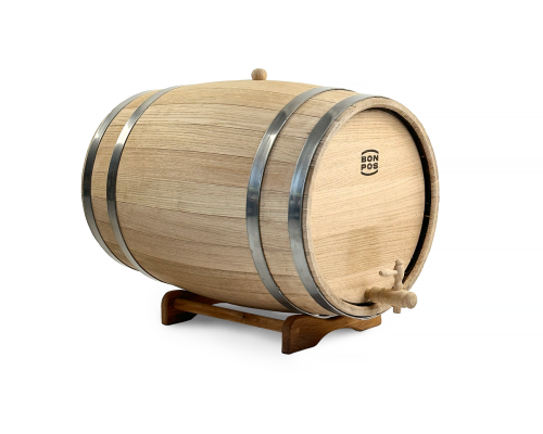 Dubový sud o objemu 50 litrů se stojanem – dřevěný sud vhodný pro skladování a servírování nápojů