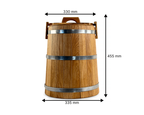 image_4 Dubová káď na ovoce a zeleninu 20 L – přírodní nádoba na solení a nakládání potravin z kvalitního dubového dřeva, ruční výroba, vyztuženo nerezovými obručemi