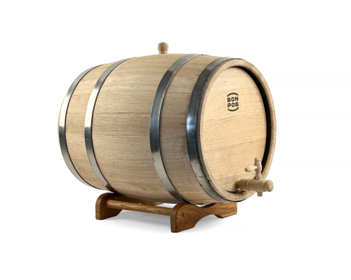 Dubový sud o objemu 30 litrů se stojanem, dřevěný sud vhodný pro skladování a servírování nápojů